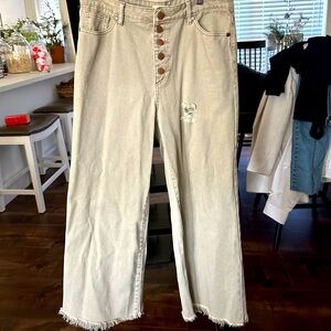 Tan denim wide leg jeans